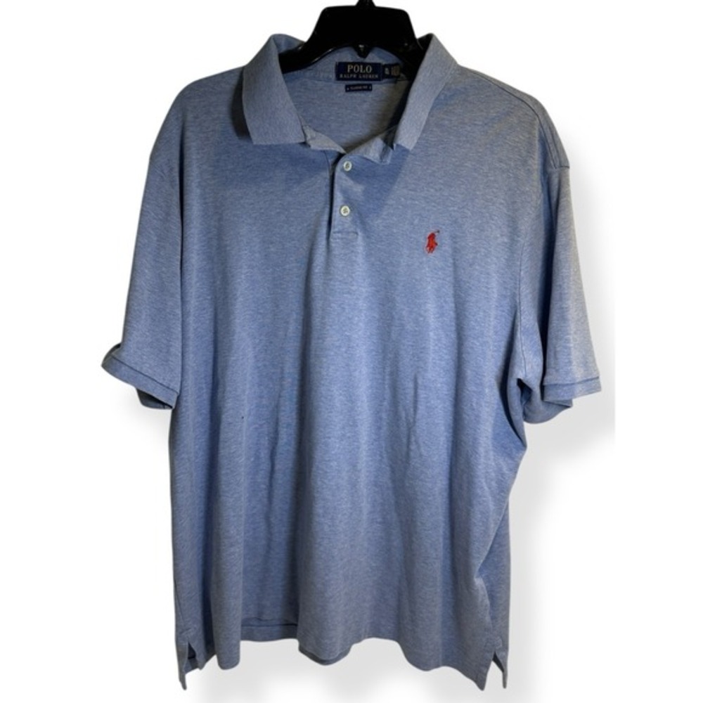 Polo‎ Ralph Lauren Blue Cotton Short Sleeve Polo Shirt Men's XL Classic Fit